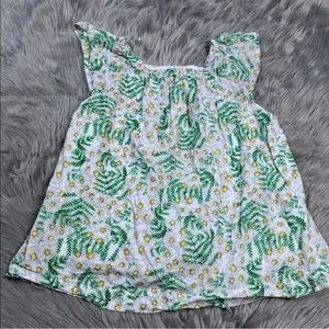 Gymboree Pretty Girls Green White Daisy Floral Top Size Large 10/12